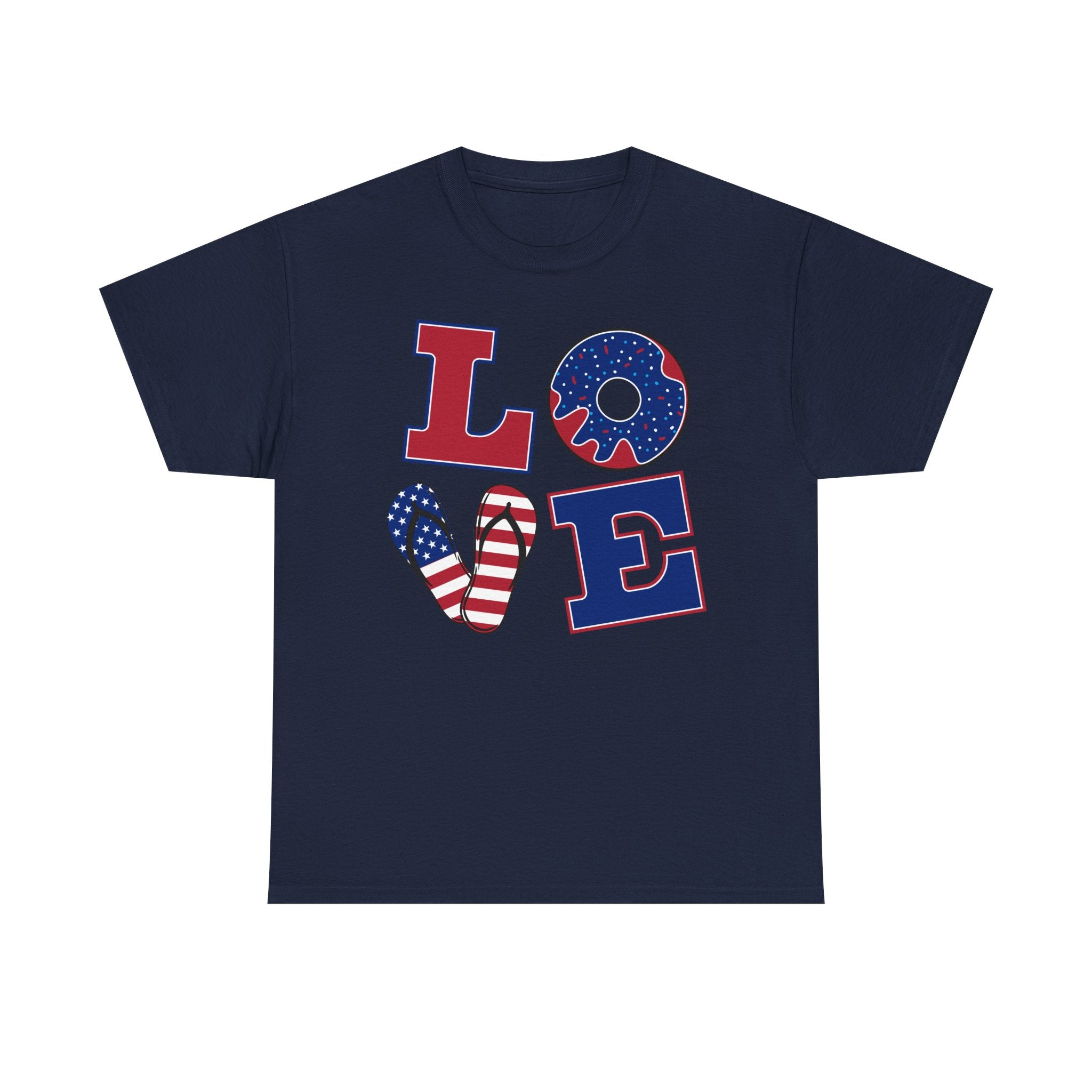 Patriotic LOVE T-Shirt — American Flag Heart & Stars Tee for 4th of July