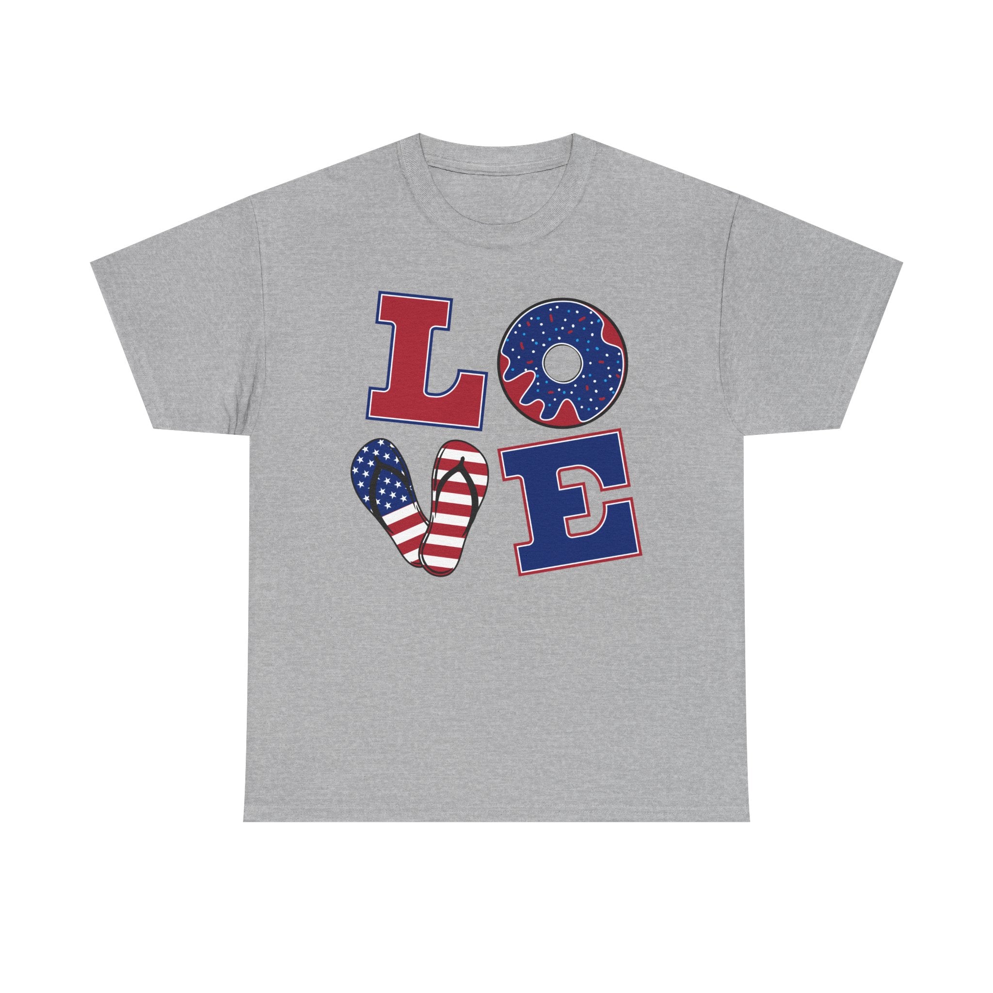 Patriotic LOVE T-Shirt — American Flag Heart & Stars Tee for 4th of July