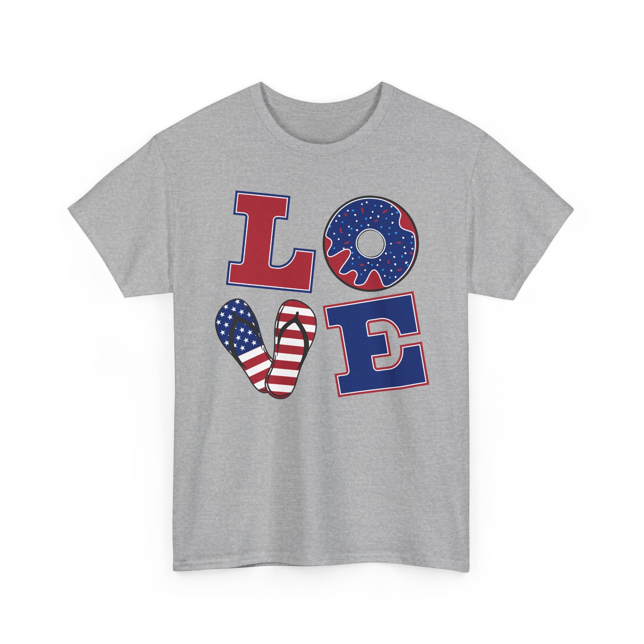 Patriotic LOVE T-Shirt — American Flag Heart & Stars Tee for 4th of July