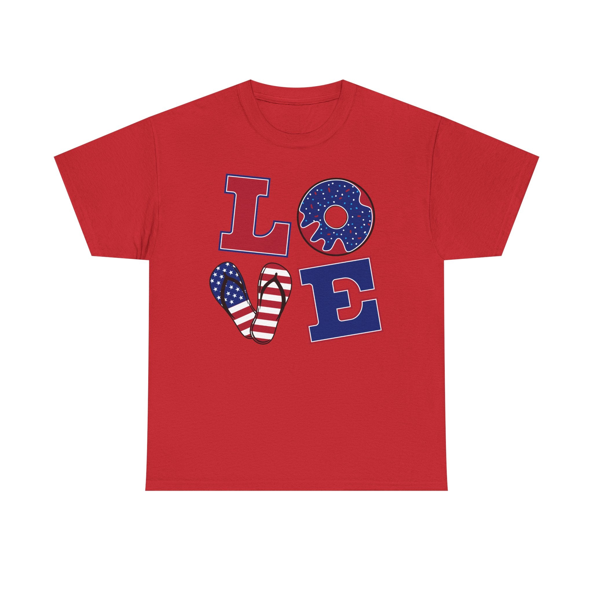 Patriotic LOVE T-Shirt — American Flag Heart & Stars Tee for 4th of July