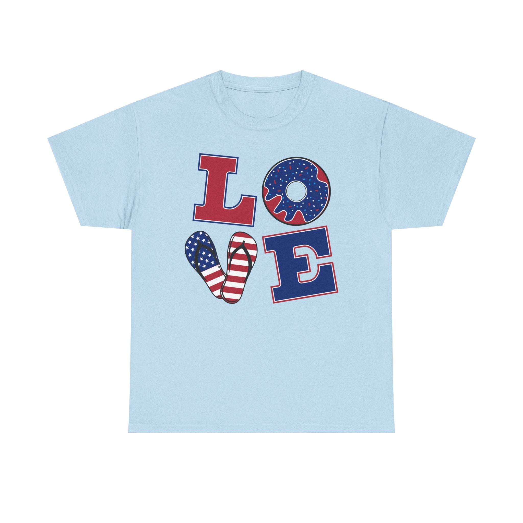 Patriotic LOVE T-Shirt — American Flag Heart & Stars Tee for 4th of July