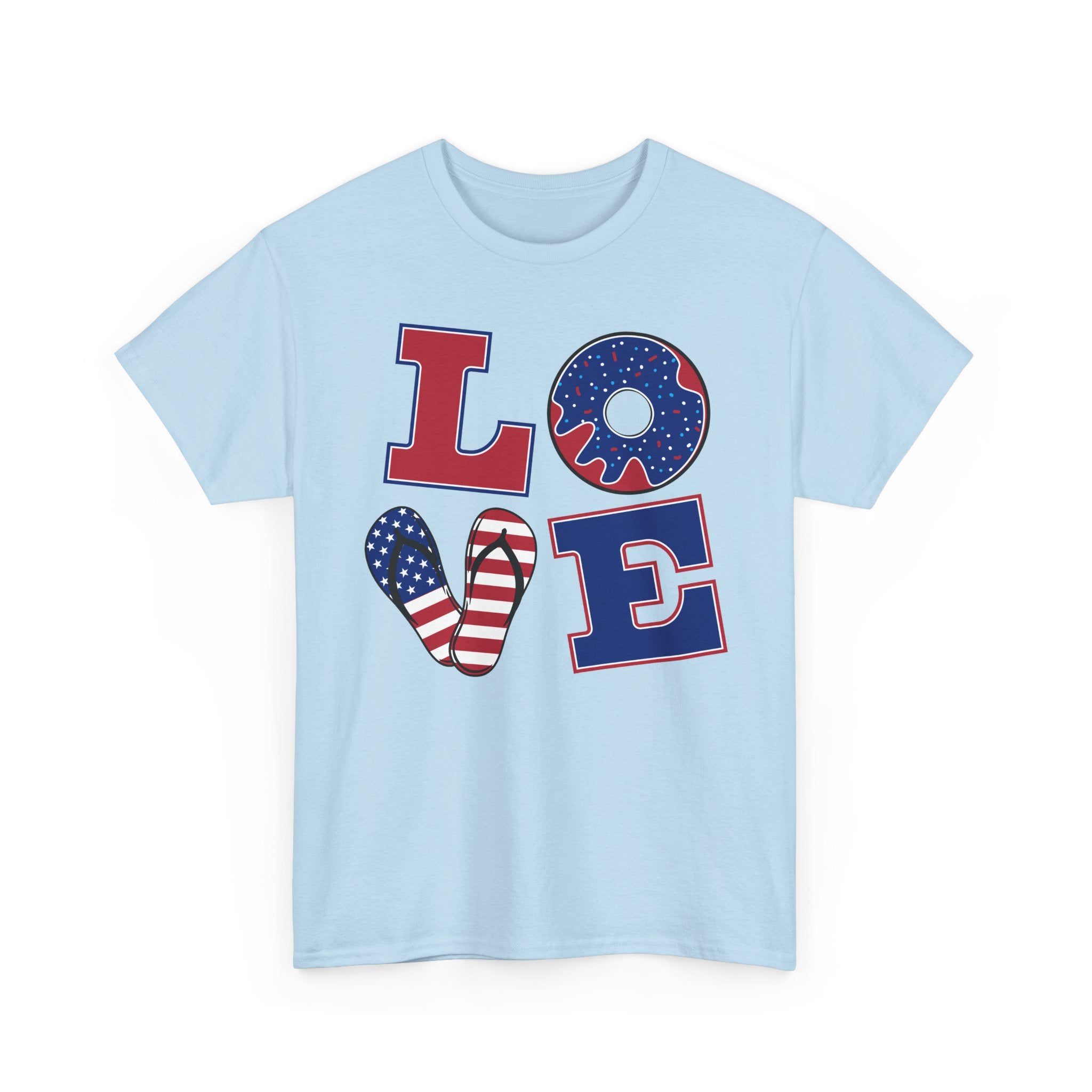 Patriotic LOVE T-Shirt — American Flag Heart & Stars Tee for 4th of July