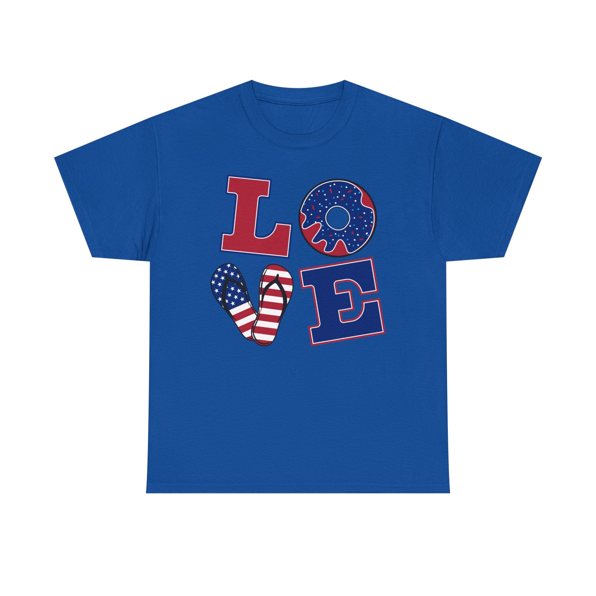 Patriotic LOVE T-Shirt — American Flag Heart & Stars Tee for 4th of July