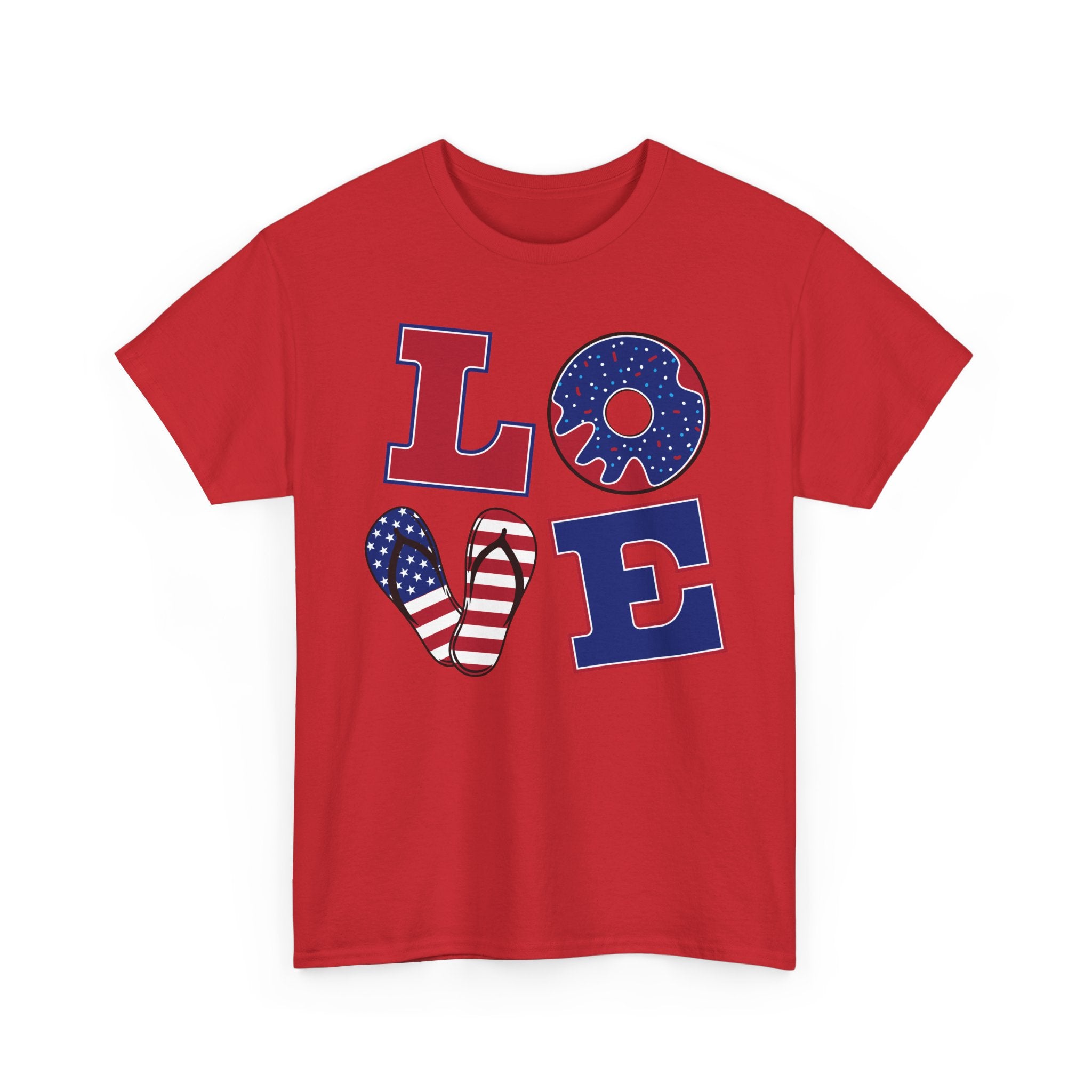 Patriotic LOVE T-Shirt — American Flag Heart & Stars Tee for 4th of July